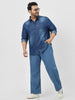 Plus Men's Blue Full Sleeve Regular Fit Casual Denim Shirt