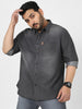 Plus Men's Grey Full Sleeve Regular Fit Casual Denim Shirt