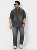 Plus Men's Grey Full Sleeve Regular Fit Casual Denim Shirt