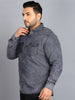 Plus Men's Black Denim Full Sleeve Regular Fit Washed Casual Shirt