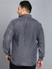 Plus Men's Black Denim Full Sleeve Regular Fit Washed Casual Shirt