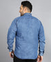 Plus Men's Blue Denim Full Sleeve Regular Fit Washed Casual Shirt