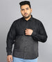 Plus Men's Black Denim Full Sleeve Regular Fit Washed Casual Shirt