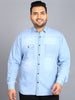 Plus Men's Ice Blue Denim Full Sleeve Regular Fit Washed Casual Shirt