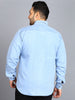 Plus Men's Ice Blue Denim Full Sleeve Regular Fit Washed Casual Shirt