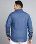 Plus Men's Light Blue Denim Full Sleeve Regular Fit Washed Casual Shirt