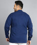 Plus Men's Blue Cotton Full Sleeve Regular Fit Casual Solid Shirt