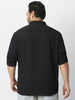 Plus Men's Black Cotton Full Sleeve Regular Fit Textured Shirt with Spread Collar