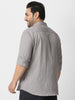 Plus Men's Ice Grey Cotton Full Sleeve Regular Fit Textured Shirt with Spread Collar