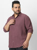 Plus Men's Mauve Cotton Full Sleeve Regular Fit Textured Shirt with Spread Collar