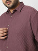 Plus Men's Mauve Cotton Full Sleeve Regular Fit Textured Shirt with Spread Collar