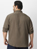 Plus Men's Olive Green Cotton Full Sleeve Regular Fit Textured Shirt with Spread Collar