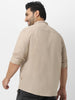 Men's Brown Cotton Full Sleeve Regular Fit Casual Solid Shirt with Band Collar