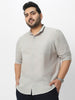 Men's Grey Cotton Full Sleeve Regular Fit Casual Solid Shirt with Band Collar