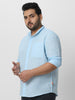 Men's Light Blue Cotton Full Sleeve Regular Fit Casual Solid Shirt with Band Collar