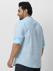 Men's Light Blue Cotton Full Sleeve Regular Fit Casual Solid Shirt with Band Collar