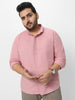 Men's Pink Cotton Full Sleeve Regular Fit Casual Solid Shirt with Band Collar