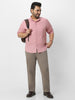 Men's Pink Cotton Full Sleeve Regular Fit Casual Solid Shirt with Band Collar