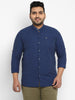 Plus Men Blue Solid Cotton Casual Shirt