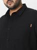 Plus Men's Black Cotton Full Sleeve Regular Fit Casual Solid Shirt