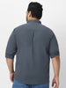 Plus Men's Dark Grey Cotton Full Sleeve Regular Fit Casual Solid Shirt