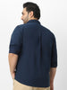 Plus Men's Navy Cotton Full Sleeve Regular Fit Casual Solid Shirt