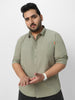 Plus Men's Olive Cotton Full Sleeve Regular Fit Casual Solid Shirt