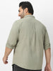 Plus Men's Olive Cotton Full Sleeve Regular Fit Casual Solid Shirt