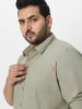 Plus Men's Olive Cotton Full Sleeve Regular Fit Casual Solid Shirt