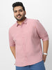 Plus Men's Pink Cotton Full Sleeve Regular Fit Casual Solid Shirt