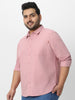 Plus Men's Pink Cotton Full Sleeve Regular Fit Casual Solid Shirt