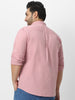 Plus Men's Pink Cotton Full Sleeve Regular Fit Casual Solid Shirt