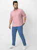 Plus Men's Pink Cotton Full Sleeve Regular Fit Casual Solid Shirt