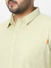 Plus Men's Pastel Green Cotton Full Sleeve Regular Fit Casual Solid Shirt