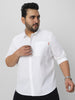 Plus Men's White Cotton Full Sleeve Regular Fit Casual Solid Shirt