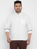 Plus Men's White Cotton Full Sleeve Regular Fit Casual Solid Shirt