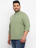 Plus Men's Green Cotton Full Sleeve Regular Fit Casual Solid Shirt