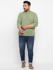 Plus Men's Green Cotton Full Sleeve Regular Fit Casual Solid Shirt