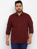 Plus Men's Maroon Cotton Full Sleeve Regular Fit Casual Solid Shirt