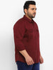 Plus Men's Maroon Cotton Full Sleeve Regular Fit Casual Solid Shirt