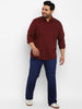 Plus Men's Maroon Cotton Full Sleeve Regular Fit Casual Solid Shirt