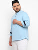 Plus Men's Sky Blue Cotton Full Sleeve Regular Fit Casual Solid Shirt