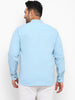 Plus Men's Sky Blue Cotton Full Sleeve Regular Fit Casual Solid Shirt