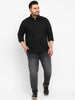 Plus Men's Black Cotton Full Sleeve Regular Fit Casual Solid Shirt