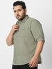 Men's Olive Cotton Full Sleeve Regular Fit Casual Solid Shirt