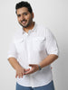 Men's White Cotton Full Sleeve Regular Fit Casual Solid Shirt