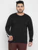 Plus Men's Black Color-Block Regular Fit Full Sleeve Cotton T-Shirt