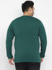 Plus Men's Green Color-Block Regular Fit Full Sleeve Cotton T-Shirt