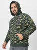 Plus Men's Green Cotton Camouflage Printed Hooded Neck Sweatshirt