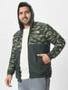 Plus Men's Green Cotton Camouflage Printed Hooded Neck Sweatshirt